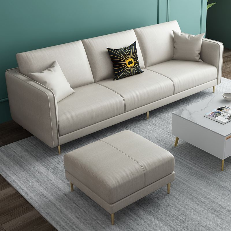 32.28" D x 72.83" W x 33.07" H Faux Leather Tuxedo Arm Sofa with Bolster Pillows