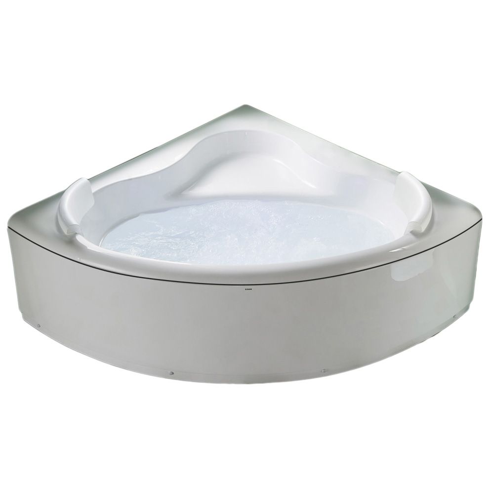 Modern Corner Bathtub Acrylic Soaking Back to Wall Center-Back Bath