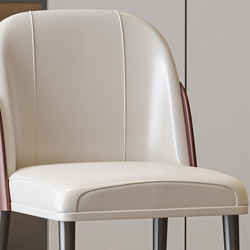 Scandinavian Style Leather Dining Chairs Solid Back Armless Dining Chair