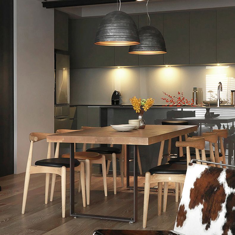 Solid Wood Dining Table Industrial Rectangle Table with Sled Base
