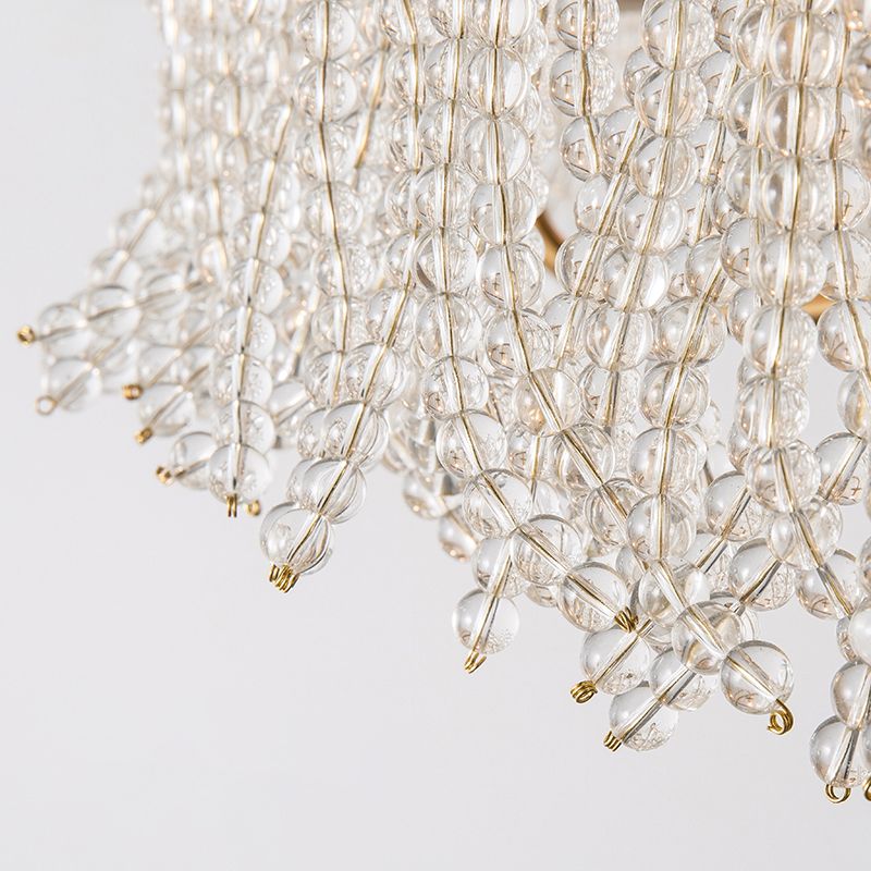 Modern Style Chandelier Metal Minimalism Hanging Light with Crystal for Bedroom