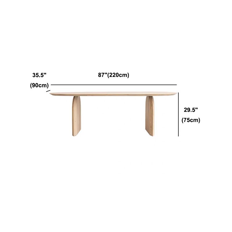 Contemporary Style Dining Table Oval Solid Wood Natural Dinette Table for Home Kitchen