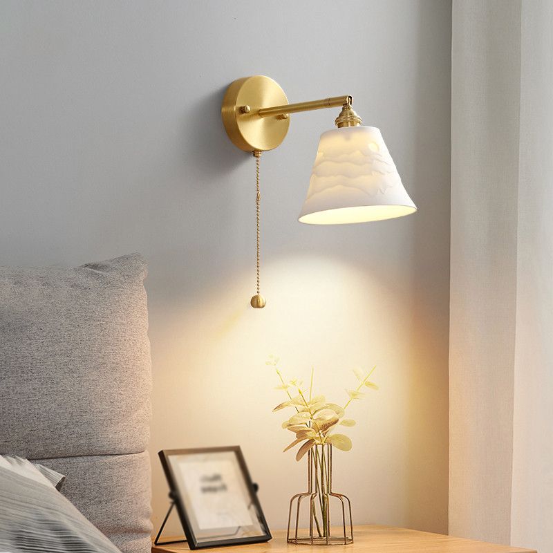 Nordic Style Wall Light Geometry Shape Wall Lamp with Ceramics Shade for Bedroom