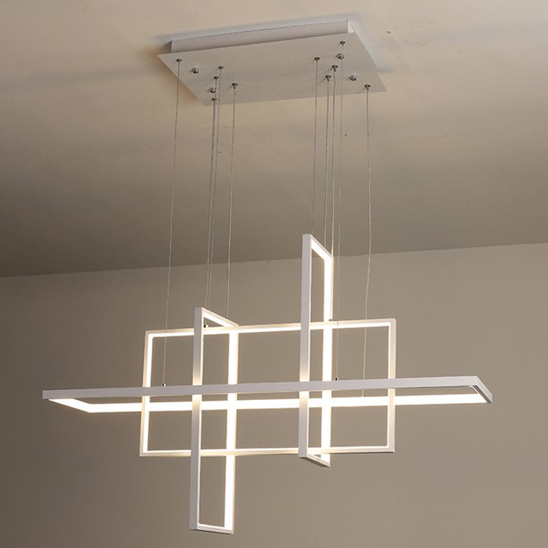Modern Rectangle Hanging Chandelier Metal Pendant Light Kit