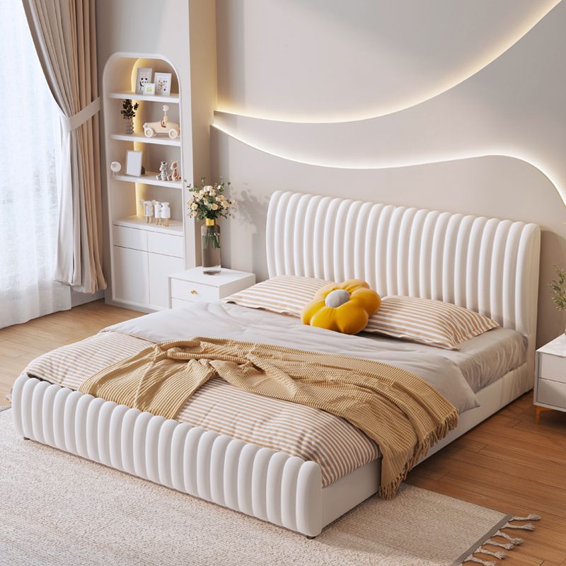 Contemporary Solid Color Mattress Included with Headboard Rectangular Standard Bed