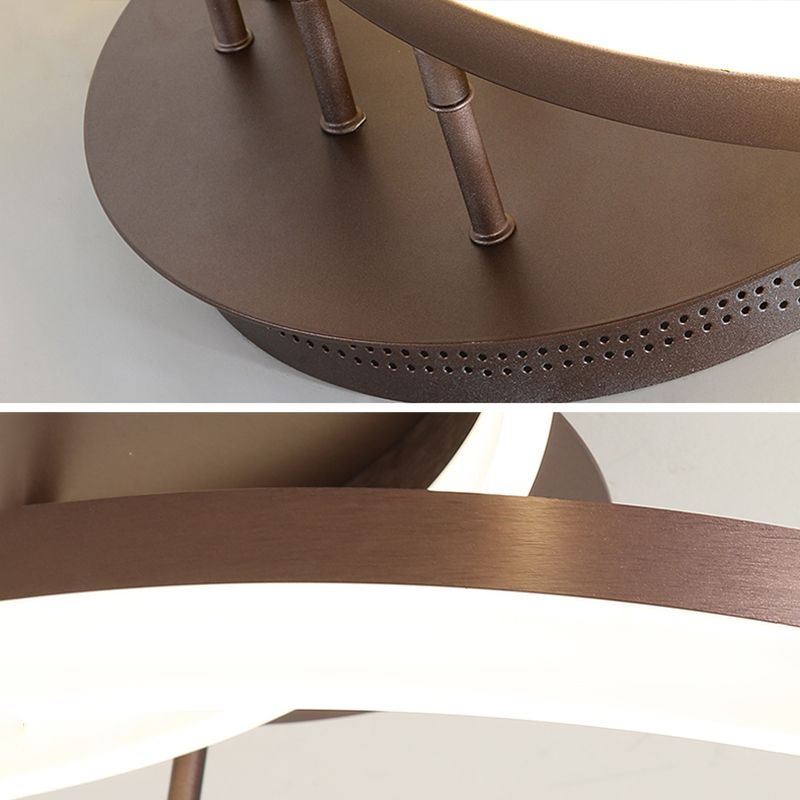 Metal Round Flush Mount Ceiling Light Modern Multi-Lights Flush Mount Ceiling in Brown