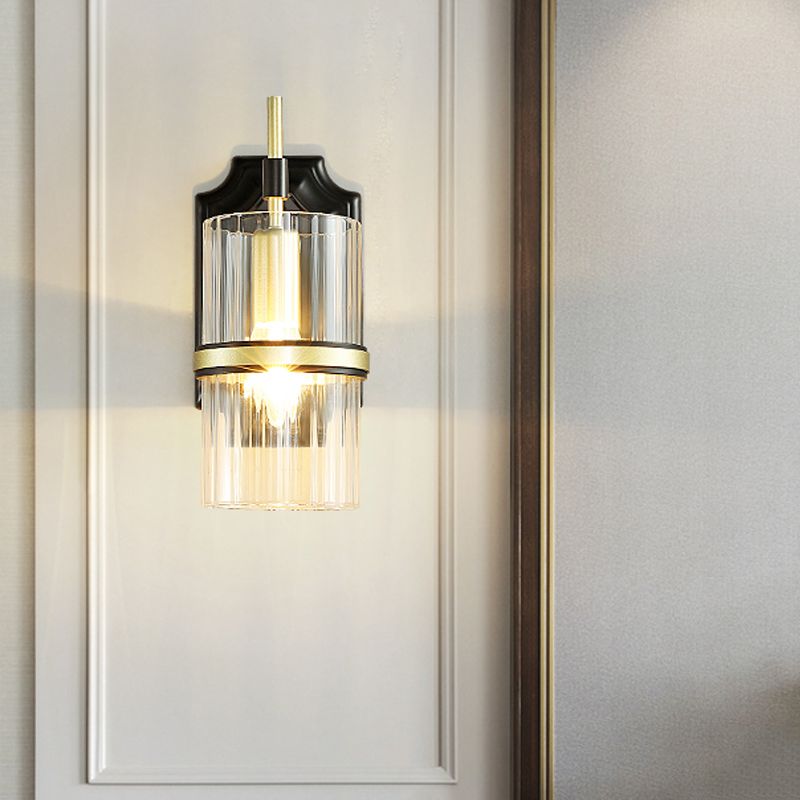 Schwarze 1 Glühbirnenbanden Wandlampe zeitgenössische Eisenkreisleuchten mit klarem Glasschatten