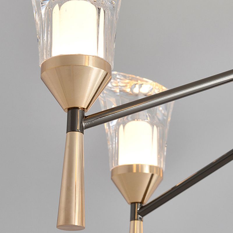 Conical Chandelier Postmodern Acrylic Gold Suspension Light for Living Room