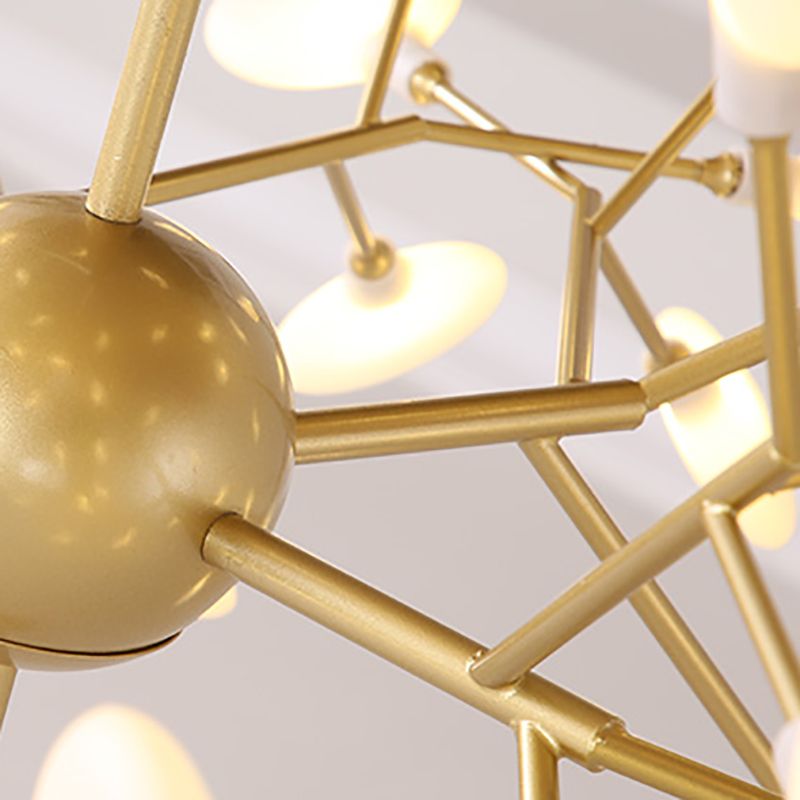 Candelier de la rama Luz de araña de luciérnagas modernas en oro para sala de estar