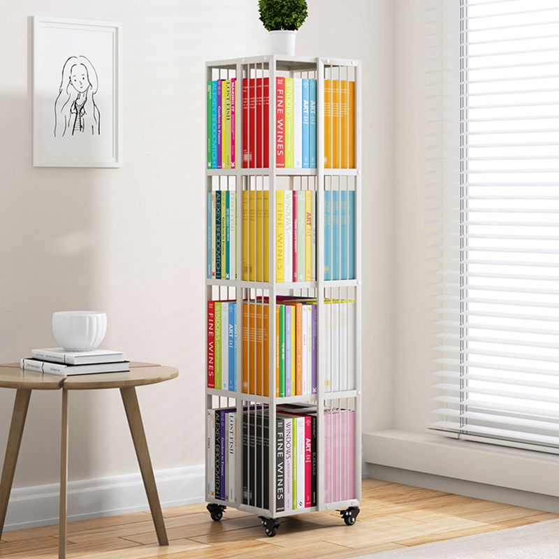Modern Metal Bookshelf Pure White Standard Vertical Closed Back Bookcase