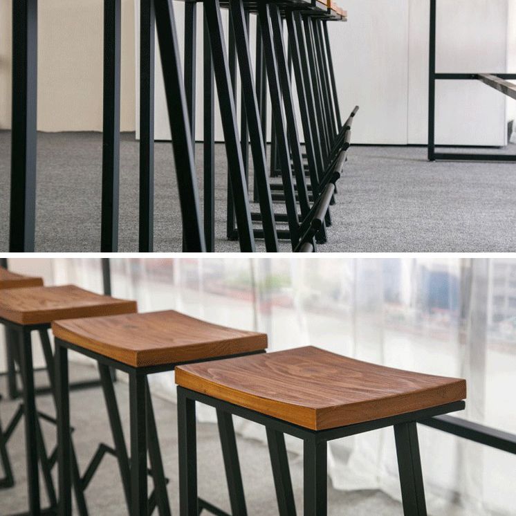 Modern 1/7 Pieces Bar Table Set Rectangle Pine Wood Counter Table with Backless Stools