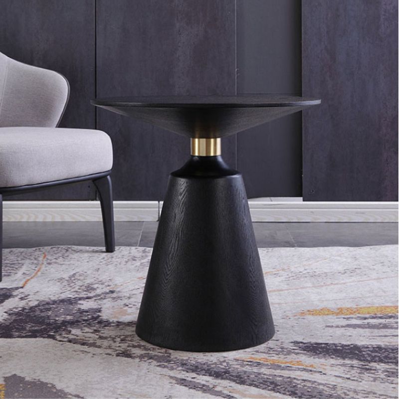 Contemporary Solid Wood Pedestal Round Living Room Side End Table