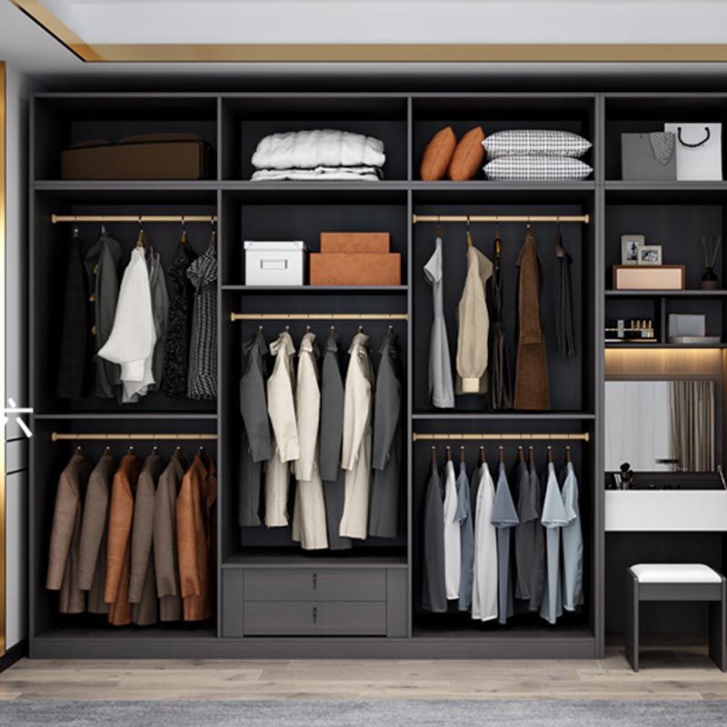 White Wooden Wardrobe Modern Cloth Rod Included Wardrobe Closet for Home