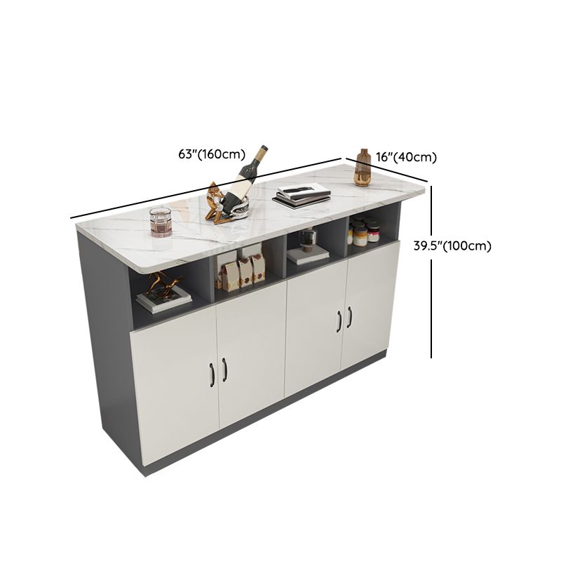 Modern Bistro Bar Table Rectangle Wooden Bar Table with Storage