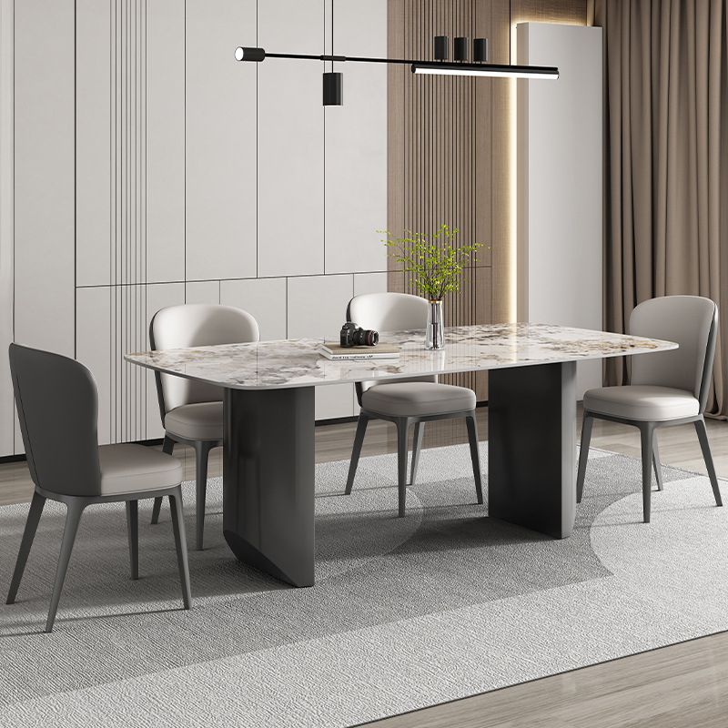 Industrial Dining Room Table Rectangle Stone Dinette Table In Grey