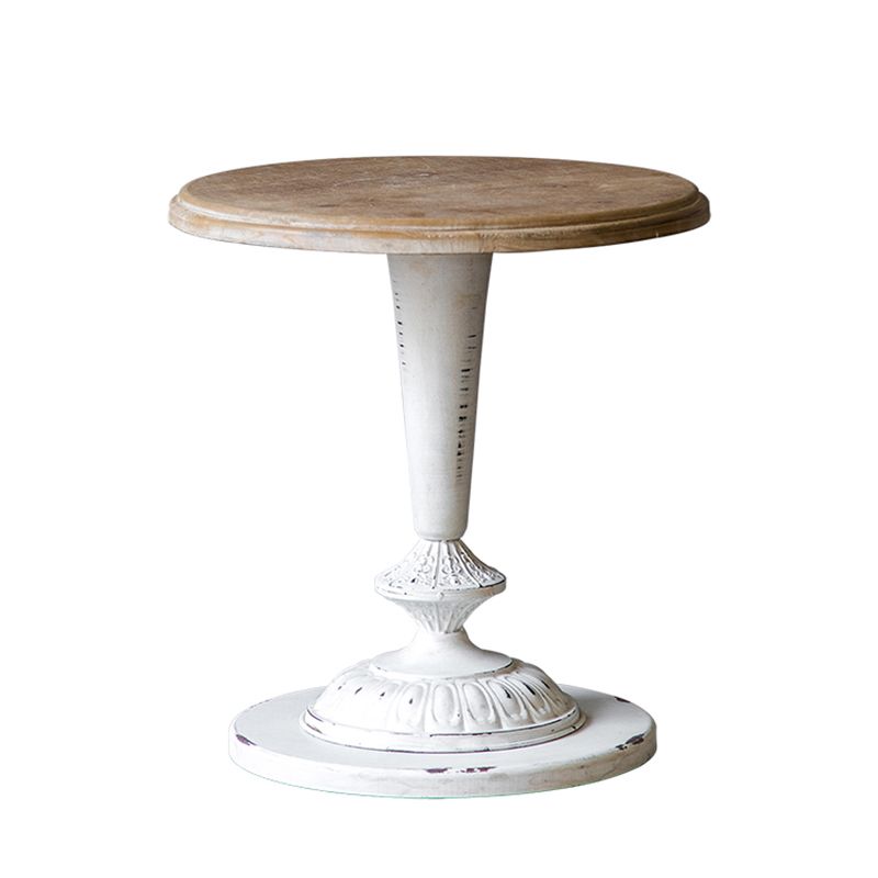 Solid Wood Pedestal Round Rustic Distressed Living Room End Table