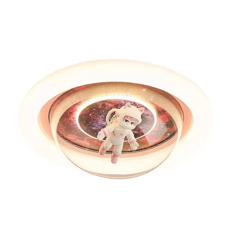 Round Shape Metal Flush Light Kid Style 2 Lights Flush Mount Ceiling Lights