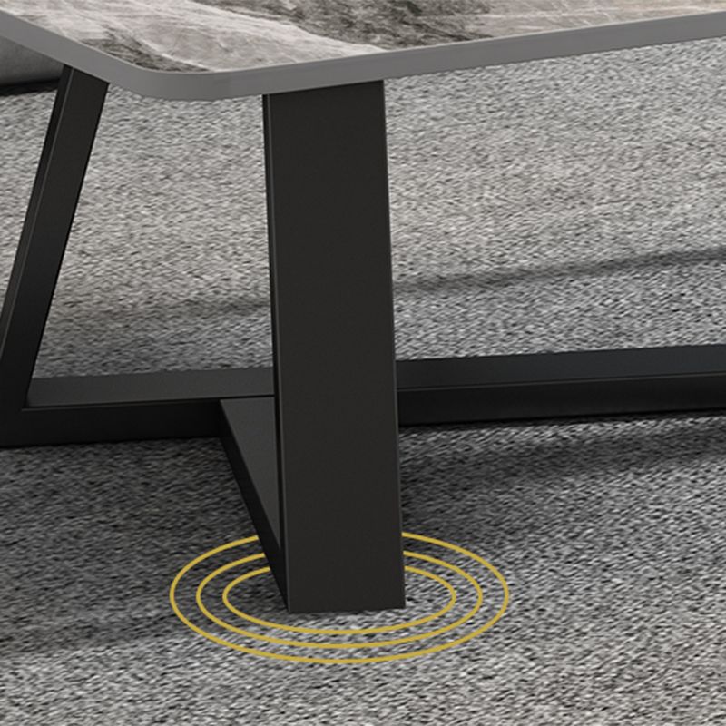 Glam Cross Legs Coffee Table Slate Rectangular Coffee Table Set for Home
