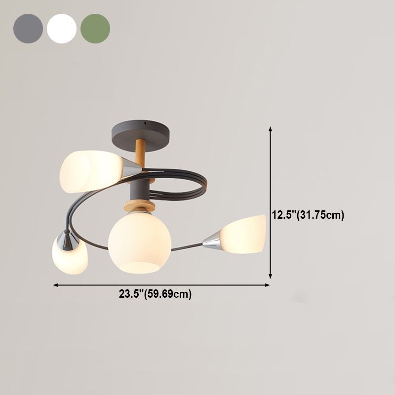 Metal Flush Mounted Ceiling Lights Frosted Glass Shade Ceiling Lighting for Living Room