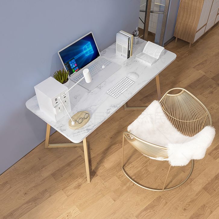 Glam Style Office Desk Artificial Marble Study Room and Office Writing Desk