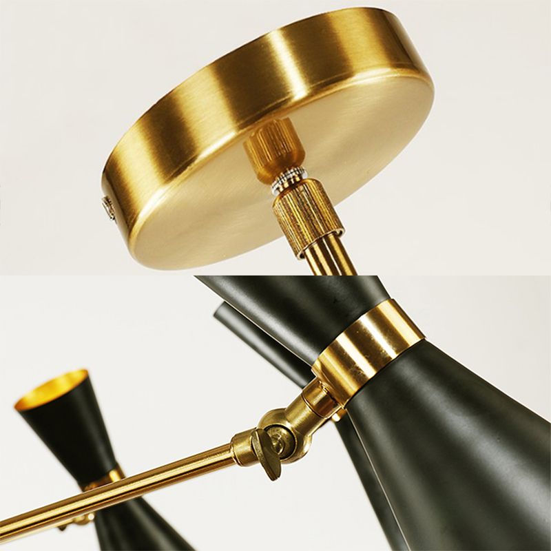 Modern Flared Iron Chandelier Pendant 3/6/8 Lights Ceiling Light in Black for Living Room