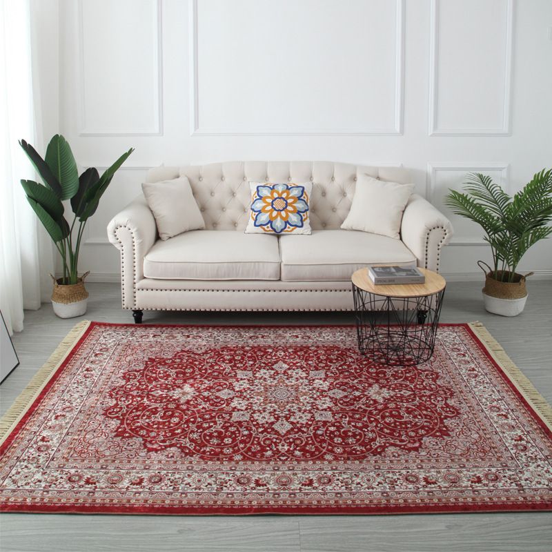 Antique Medallion Pattern Carpet Polyester Area Rug Stain Resistant Indoor Carpet for Living Room