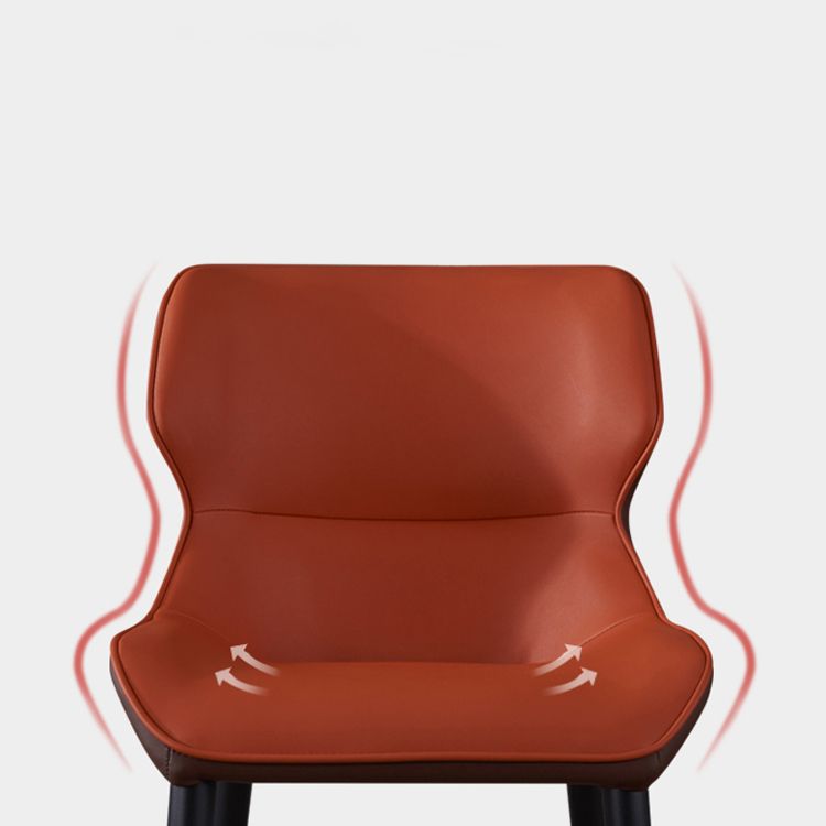 Silla de comedor moderna de piel sintética, sillón de metal para uso doméstico (juego de 2)
