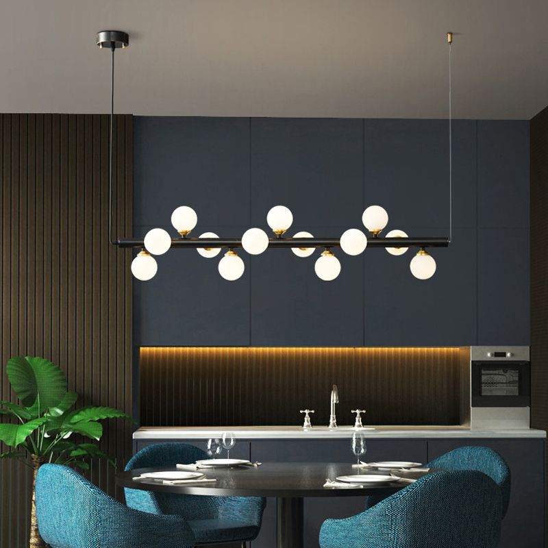 13 Lights Linear Island Pendant Modern Glass Island Light Fixture