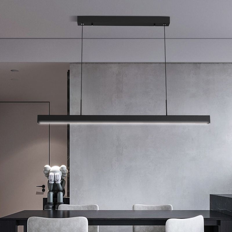 Black Metal Hanging Pendant Lights Contemporary Linear Hanging Lamps for Dining Room