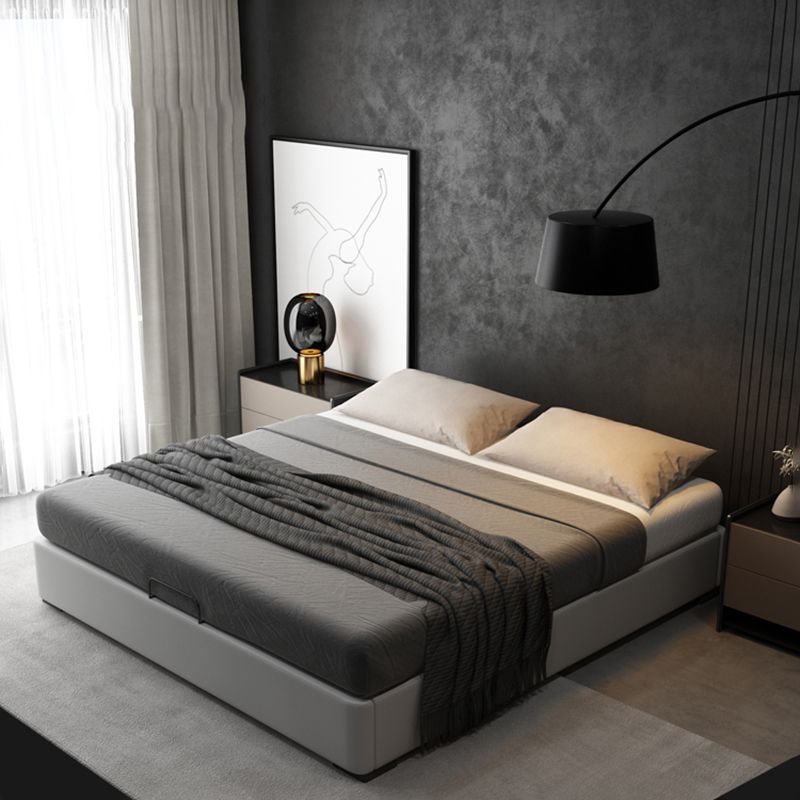 Contemporary Solid Color Lift Up Storage Mattress Included Bed Frame