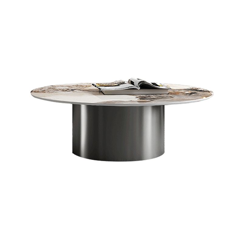 Pedestal Round Coffee Table Glam Slate Nesting Coffee Table Set