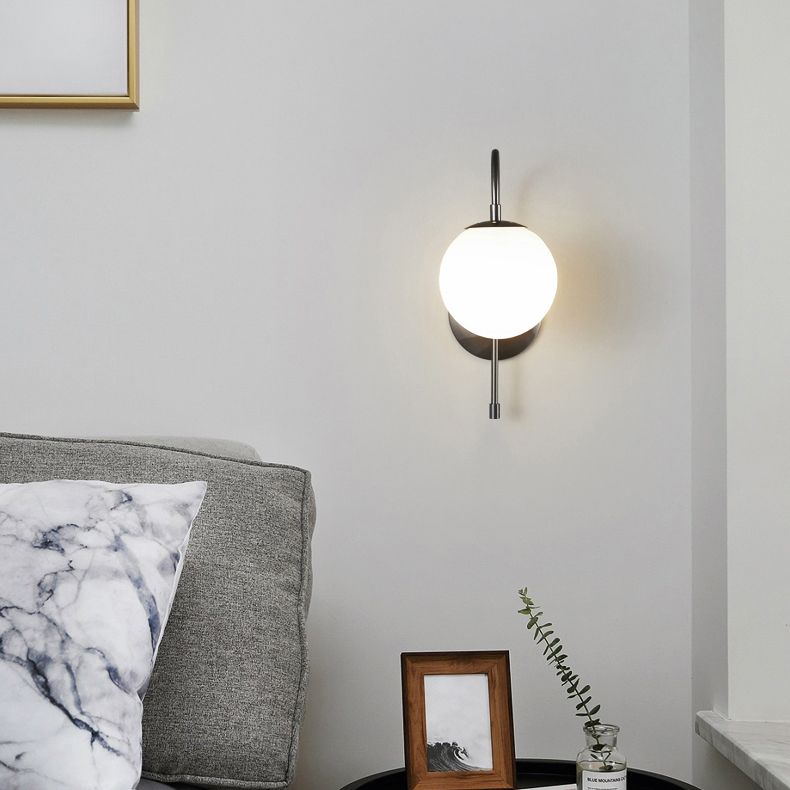 Modern Wall Lamp Minimalist Wall Vanity Lights with Glass Shade for Washroom