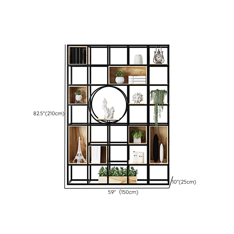 Metal and Wooden Home Shelf Bookcase Vertical Open Brown Book Shelf with Shelves