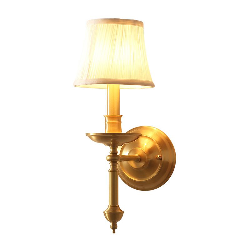 Candlestick woonkamer muurverlichting vintage metalen enkel gouden sconce licht met empire fabric schaduw