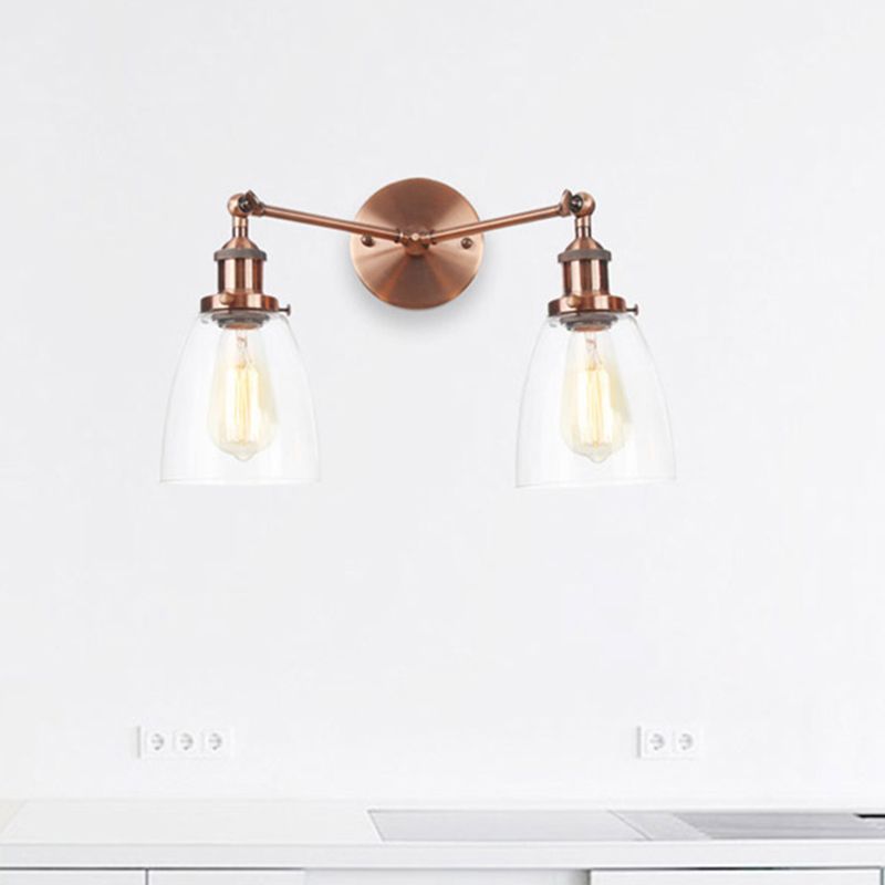 Verjüngte klare Glaswandlampe Industrie 2 Lichter Innenleuchten in Schwarz/Bronze/Messing innenleuchten