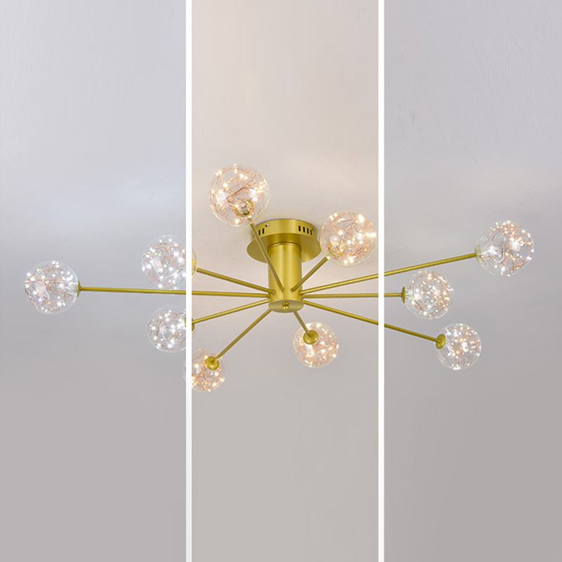 Plafonnier Spoutnik en verre LED étoilé nordique pour chambre à coucher