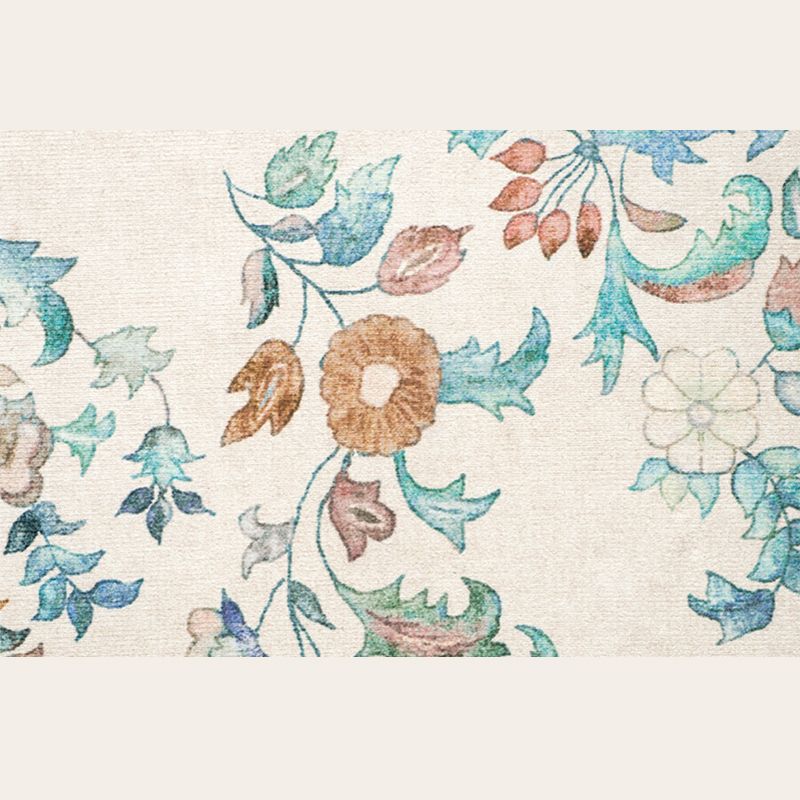 Einfache helle Farbe Absagter Teppich Polyester Ethnisches Blumenmuster Fläche Teppich nicht rutschfest