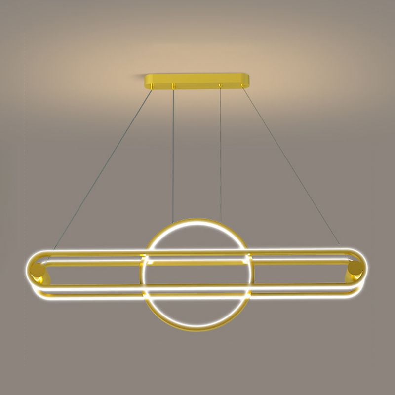 Iron Linear Pendant Ceiling Light Post Modern Kitchen Island Fixture in Black / Gold