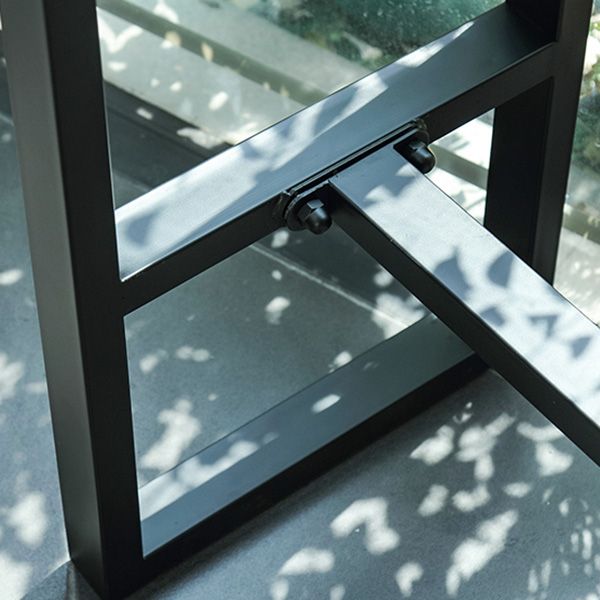 Industrial Rectangle Bar Dining Table Metal and Solid Wood Bar Height Table