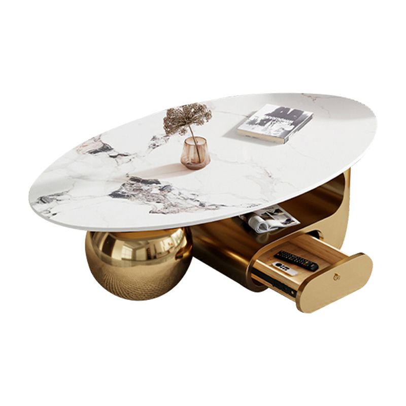 Slate Top Bunching Tables Abstract Coffee Cocktail Table with Storage Drawers