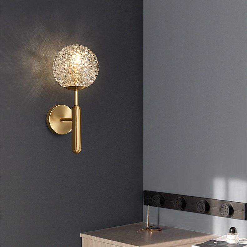 Lámpara de pared colgante de globos de bronce en un estilo de pared de cobre moderno estilo creativo con sombra de vidrio