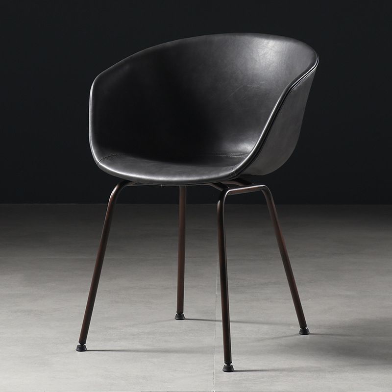 Industrial Style Metal Matte Finish Dining Arm Chair Solid Back Dining Chair