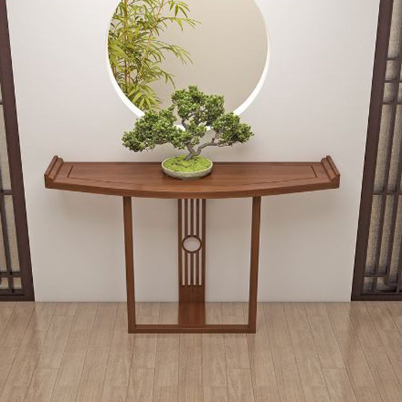 11.8" W Oval Console Table Mid-Century Modern Solid Wood Console
