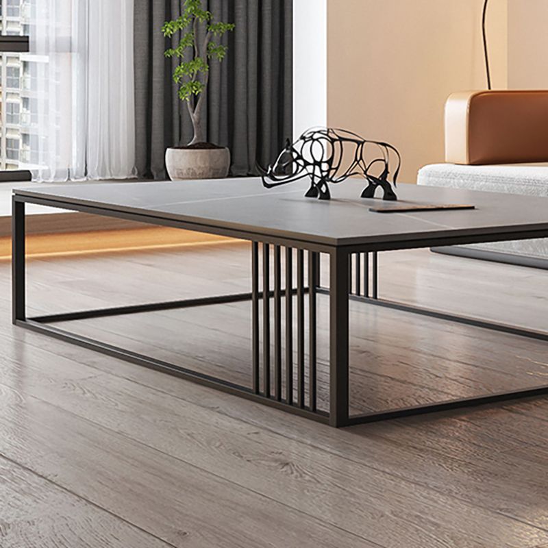 Square/Rectangle Slate Frame 1 Coffee Table Modern Grey and Black Table