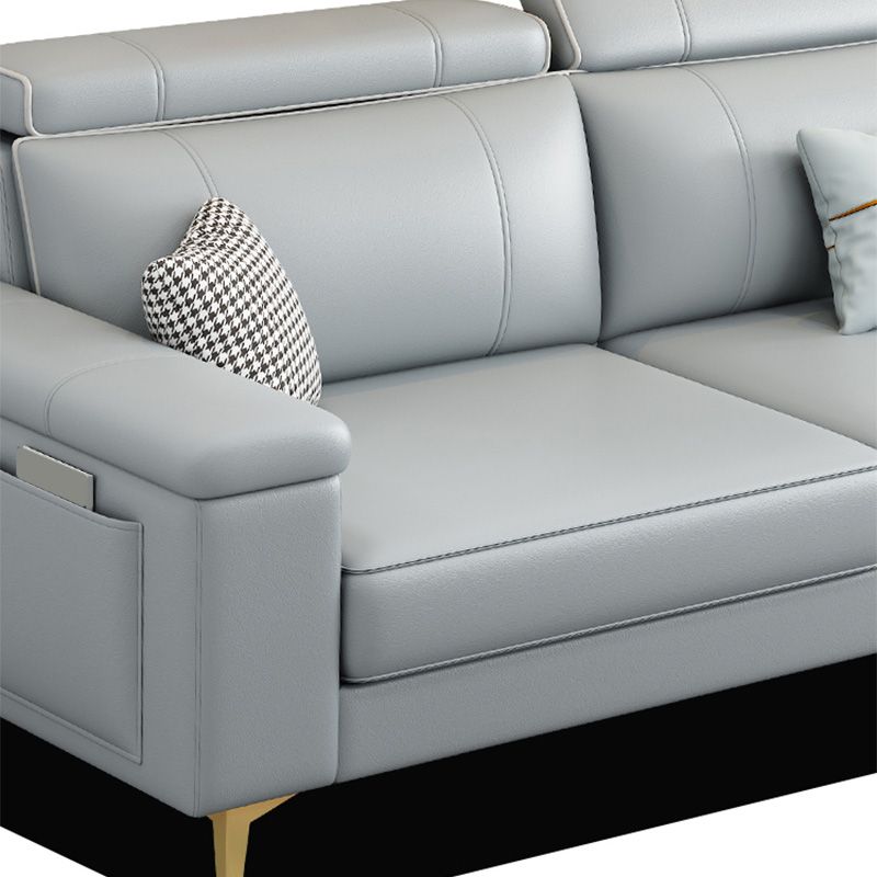 Faux Leather High Back Pillow Top Arm Sectional Wear and Stain-Resistant Sofa