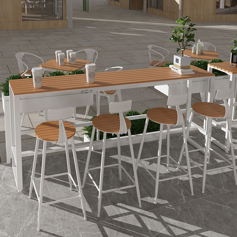 Contemporary 1/2/5 Pieces Bar Table Set Rectangle Bar Table with High Metal Stools