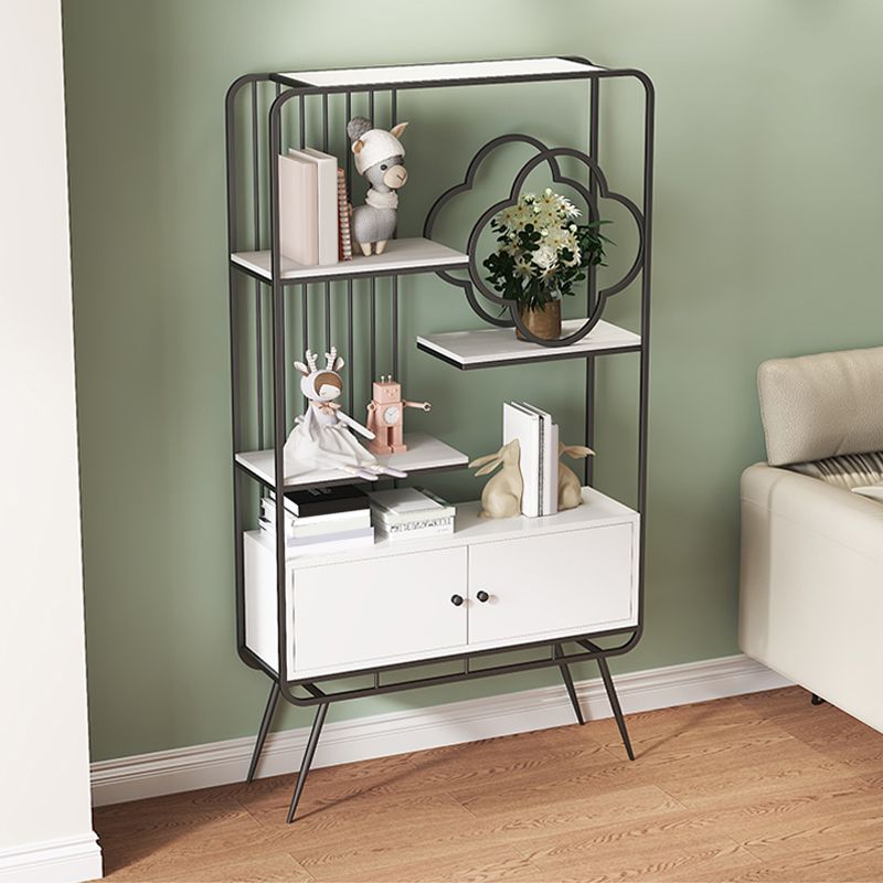 Glam Metal Shelf Bookcase Closed Back Bookshelf with Cabinets