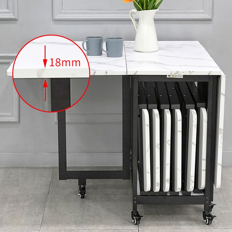 Contemporary Style Sintered Stone Dining Table with Removable Leaf and Trestle Base