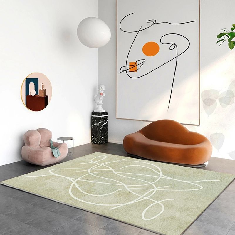 Modern Style Line Drawing Rug Polyester Area Rug Stain Resistant Rug for Home Decor