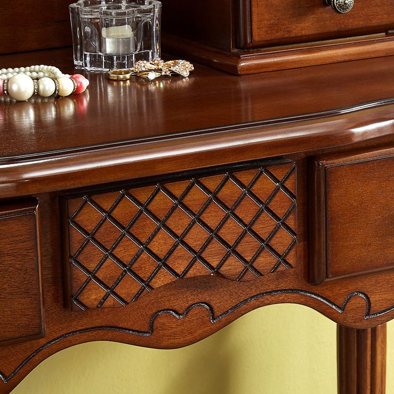 Solid Wood Makeup Table 57.08" H Makeup Vanity with 4 Drawers